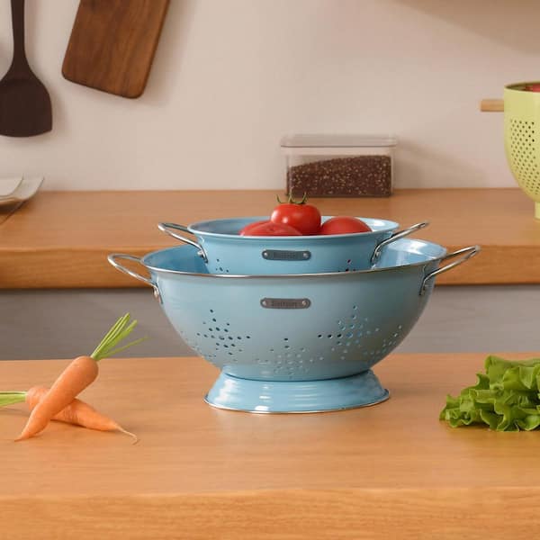 Numhew 2 Pack Food-Safe Powder Coated Metal Colander Set, 1.5 QT