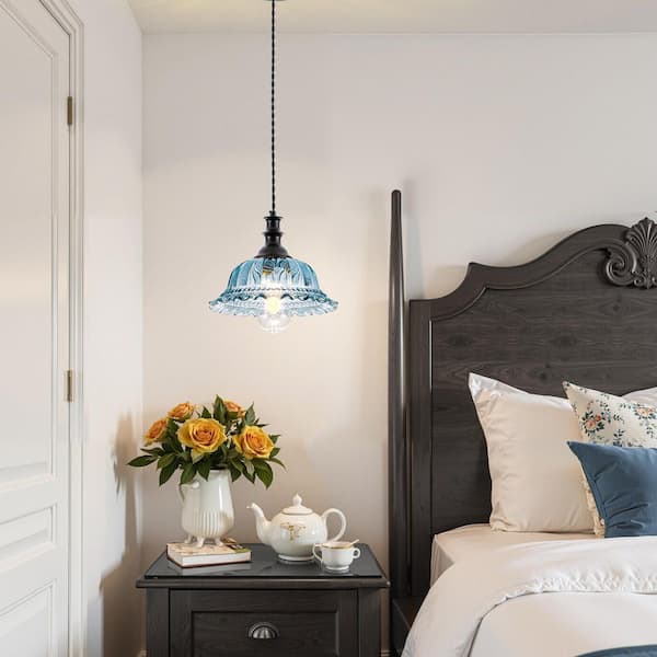 Merbotin RayHome 9.84in. 1-Light Vintage Blue Hanging Pendant