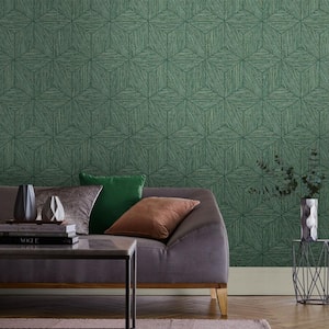 Grasscloth Geo Pine Wallpaper