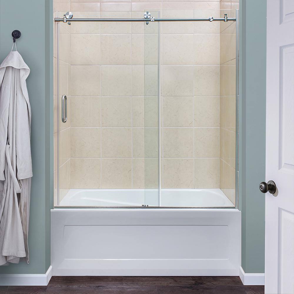 Marina 60" x 62" Chrome Semi-Frameless Sliding Tub Door