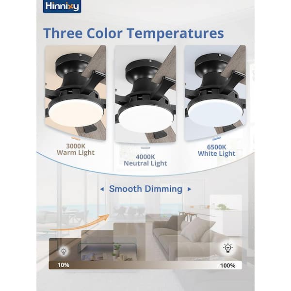 52 in. Smart Indoor Black Flush Mount Ceiling Fan with Dual-Finish Blades and Light Kit and App and Remote Control