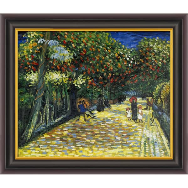 LA PASTICHE Avenue with Flowering Chestnut Trees at Arles by Vincent Van Gogh Opulent Framed Abstract Art Print 26 in. W. x 30 in.