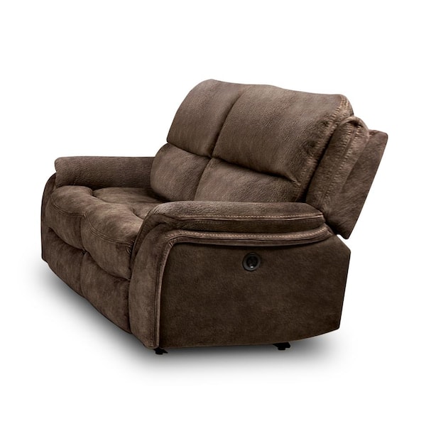 Furniture of America Dinne 68 in. Dark Brown Polyester 2-Seater Reclining Loveseat with Armrests