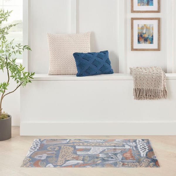 Astra Machine Washable Multicolor 3 ft. x 5 ft. Animal Print Contemporary Kitchen Area Rug