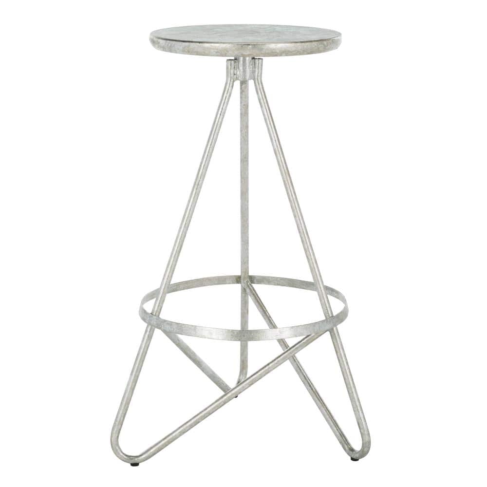 Transitional 30'' Silver Leaf Metal Backless Bar Stool
