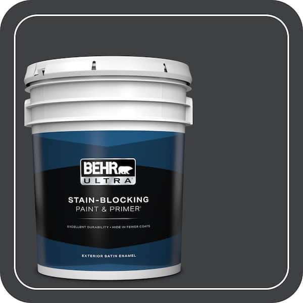 BEHR ULTRA 5 gal. Home Decorators Collection #HDC-MD-04 Totally Black Satin Enamel Exterior Paint & Primer