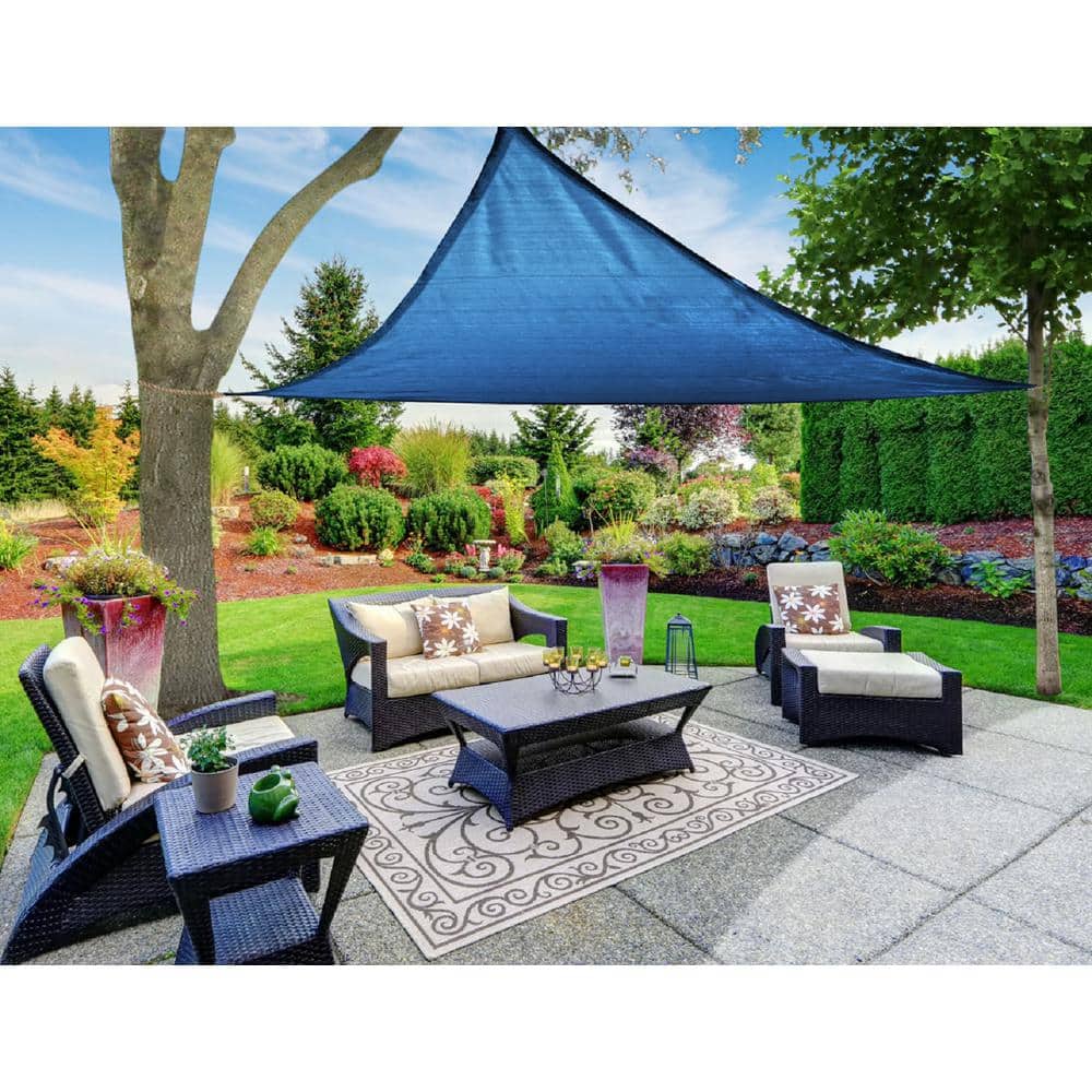 12 ft. x 12 ft. x 12 ft. Blue Triangle Awning UV Block for Outdoor Patio Ga