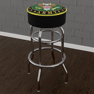United States Army Symbol 31 in. Yellow Backless Metal Bar Stool with Vinyl Seat