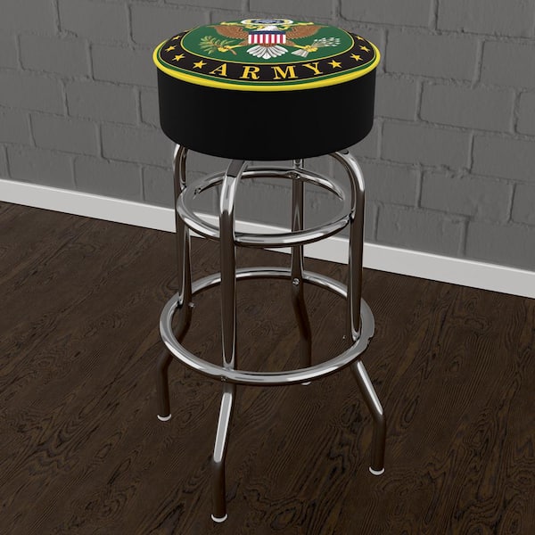 Unbranded United States Army Symbol 31 in. Yellow Backless Metal Bar Stool with Vinyl Seat