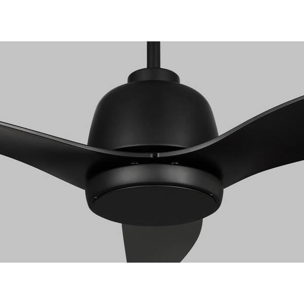 Generation Lighting - Avila Coastal 54 in. Integrated LED Indoor/Outdoor Black Ceiling Fan with Light Kit, Remote Control and Reversible Motor