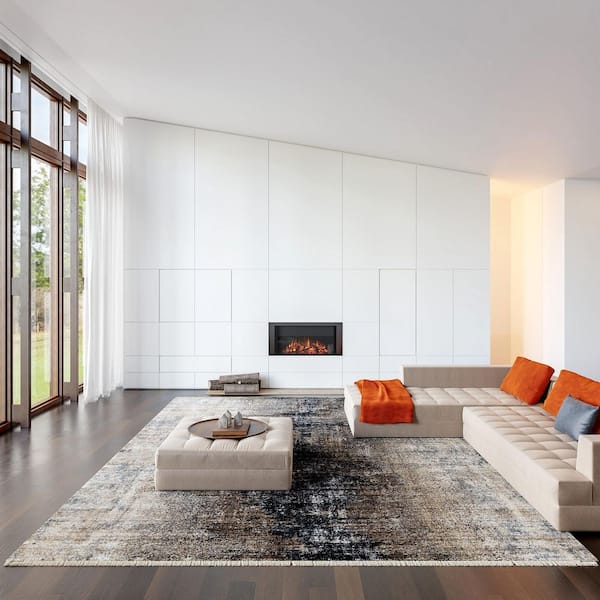 Rhae Contemporary Abstract Navy 4 ft. x 6 ft. Indoor/Outdoor Patio Area Rug