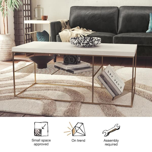 Mr. Kate Neely, 20 in., Plaster, Rectangle, Wood Top Coffee Table