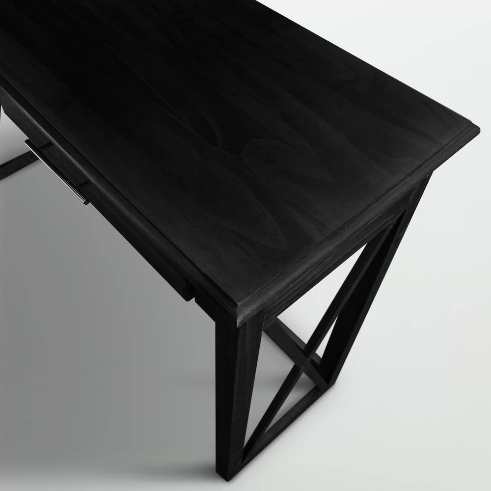 Bay View Black Solid Wood Console Table with Storage Drawers