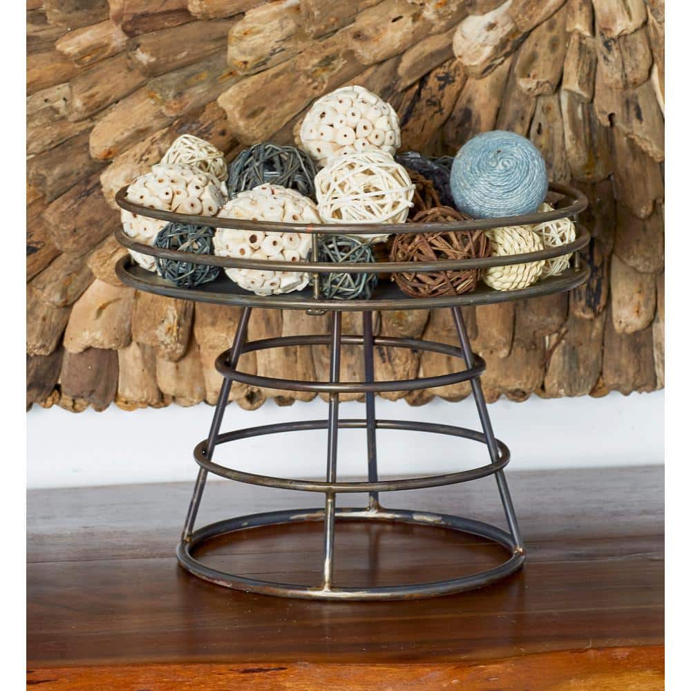 Gray Metal Round Farmhouse Cake Stand, 12" x 10"