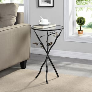 24 in. Antique Bronze Bird and Branches Tripod Side Table