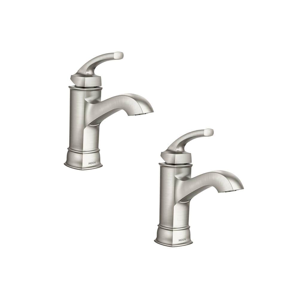 MOEN Hensley Single Handle Single Hole Bathroom Faucet in Spot Resist Brushed Nickel (2-Pack) -  84414MSN-SM-2PK