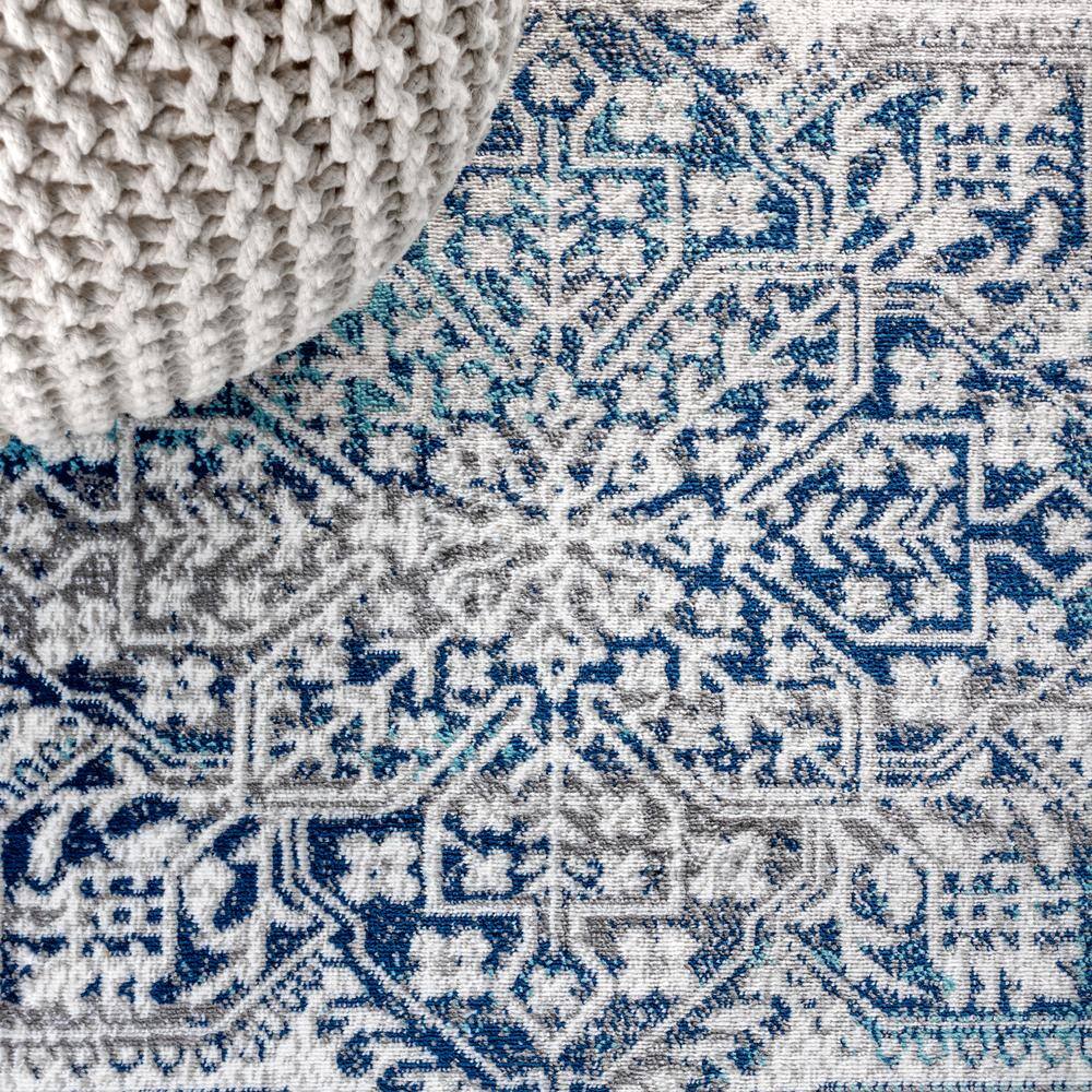Navy and Light Grey Persian-Style Synthetic Area Rug