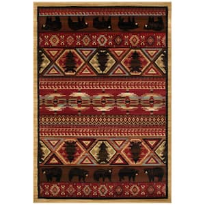 Lodge King Red Pine Claret 5 ft. x 8 ft. Lodge Area Rug