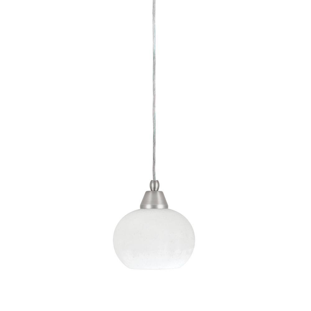 Bryson 7 in. 1-Light Brushed Nickel Cord Pendant Light with 7 in. White Mus