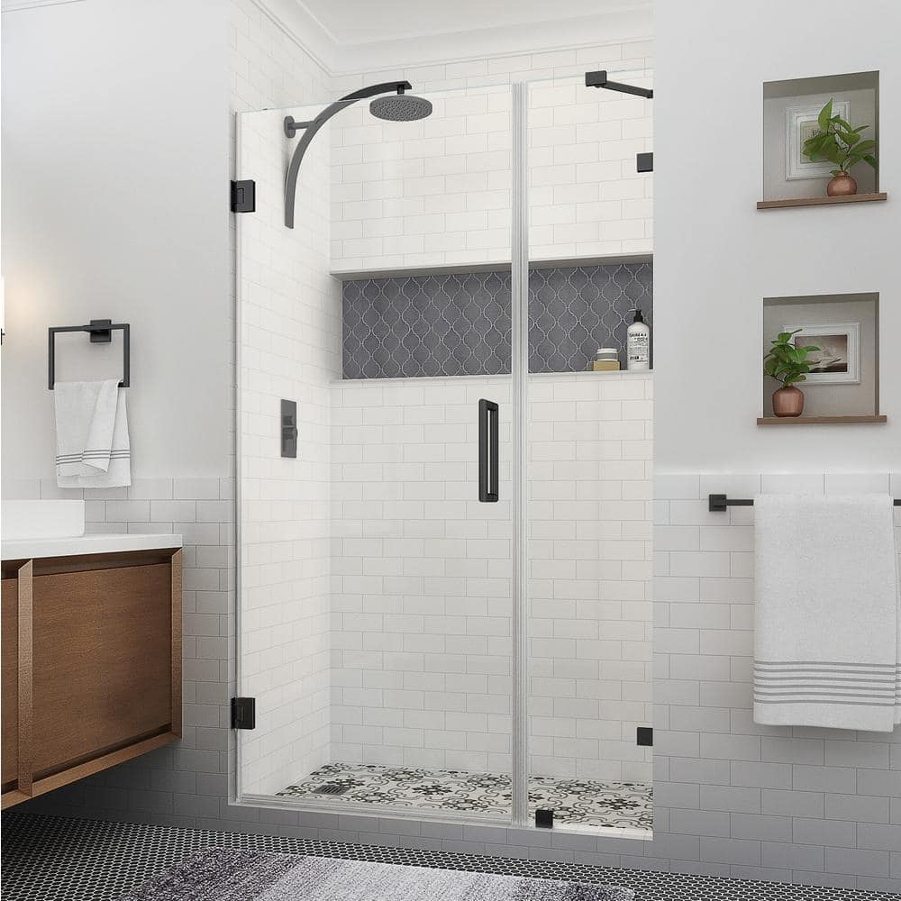 Nautis XL 43.25 - 44.25 in. W x 80 in. H Hinged Frameless Shower Door in Matte Black with Clear StarCast Glass price history on PriceWatchPro