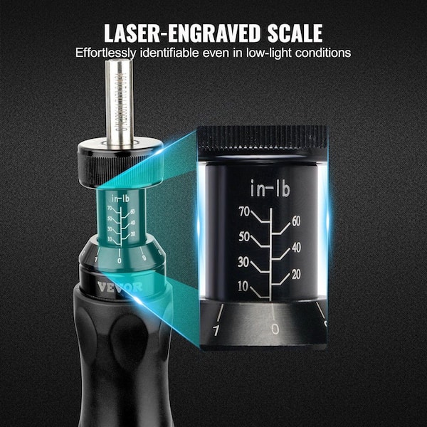 Flynama 1/4 in. Drive Screwdriver Torque Wrench, 10-70 in/lbs