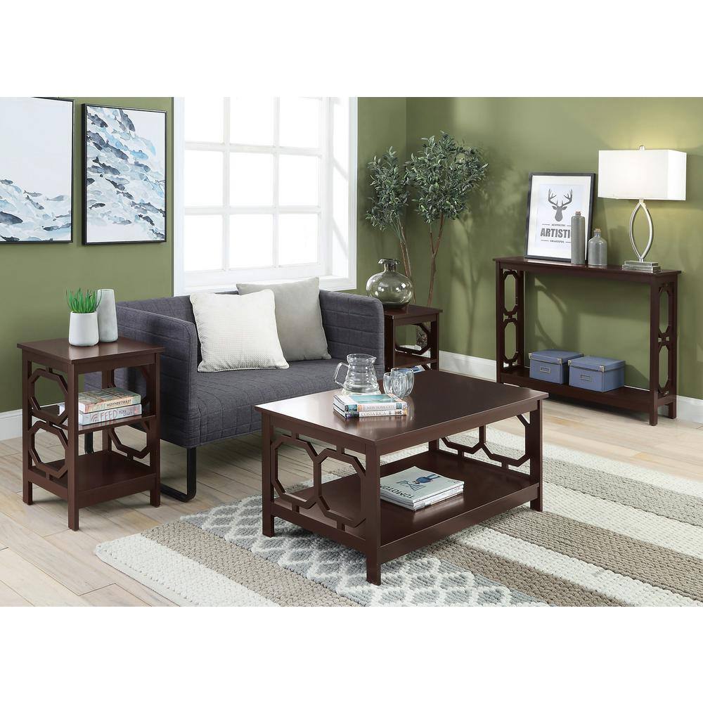 Espresso Square End Table with Octagon Cut Outs