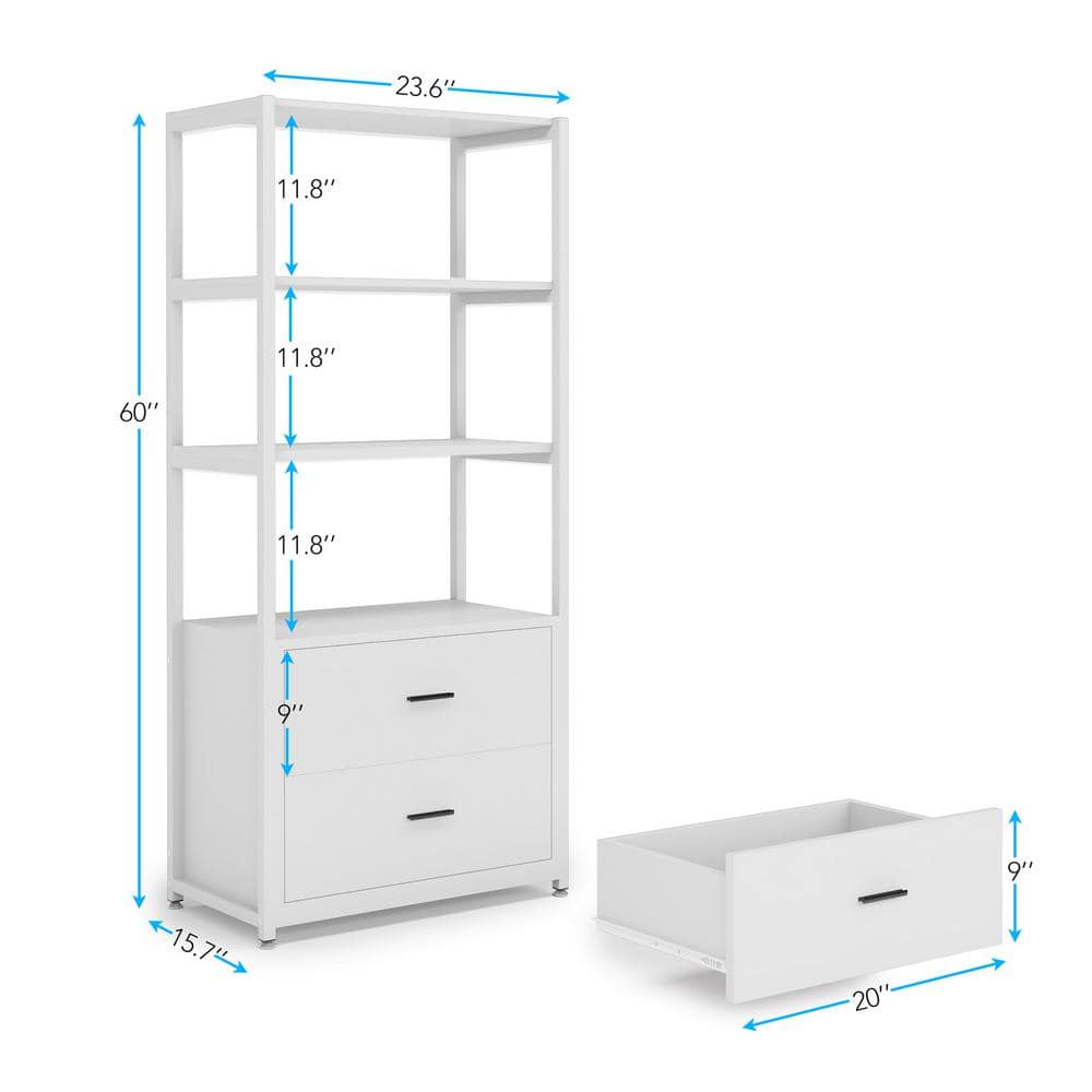 White and Gold 4-Tier Baker's Rack with Drawers