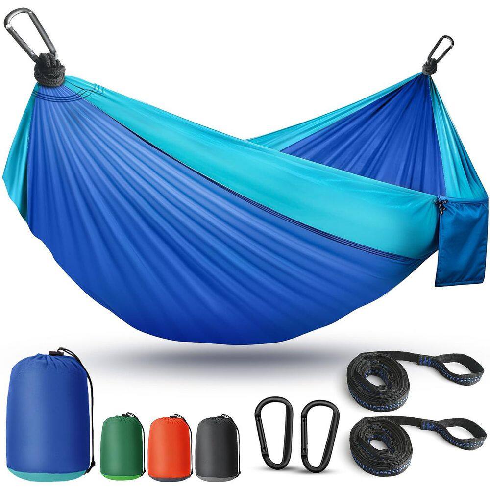 9 ft. Blue Outdoor Portable Camping Hammock with 2 Tree Straps, Single or Double Travel Swing Nylon Camp Hammocks price history on PriceWatchPro