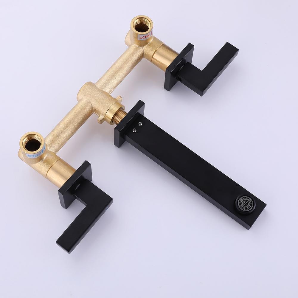 Matte Black Two-Handle Wall-Mount Bathroom Faucet