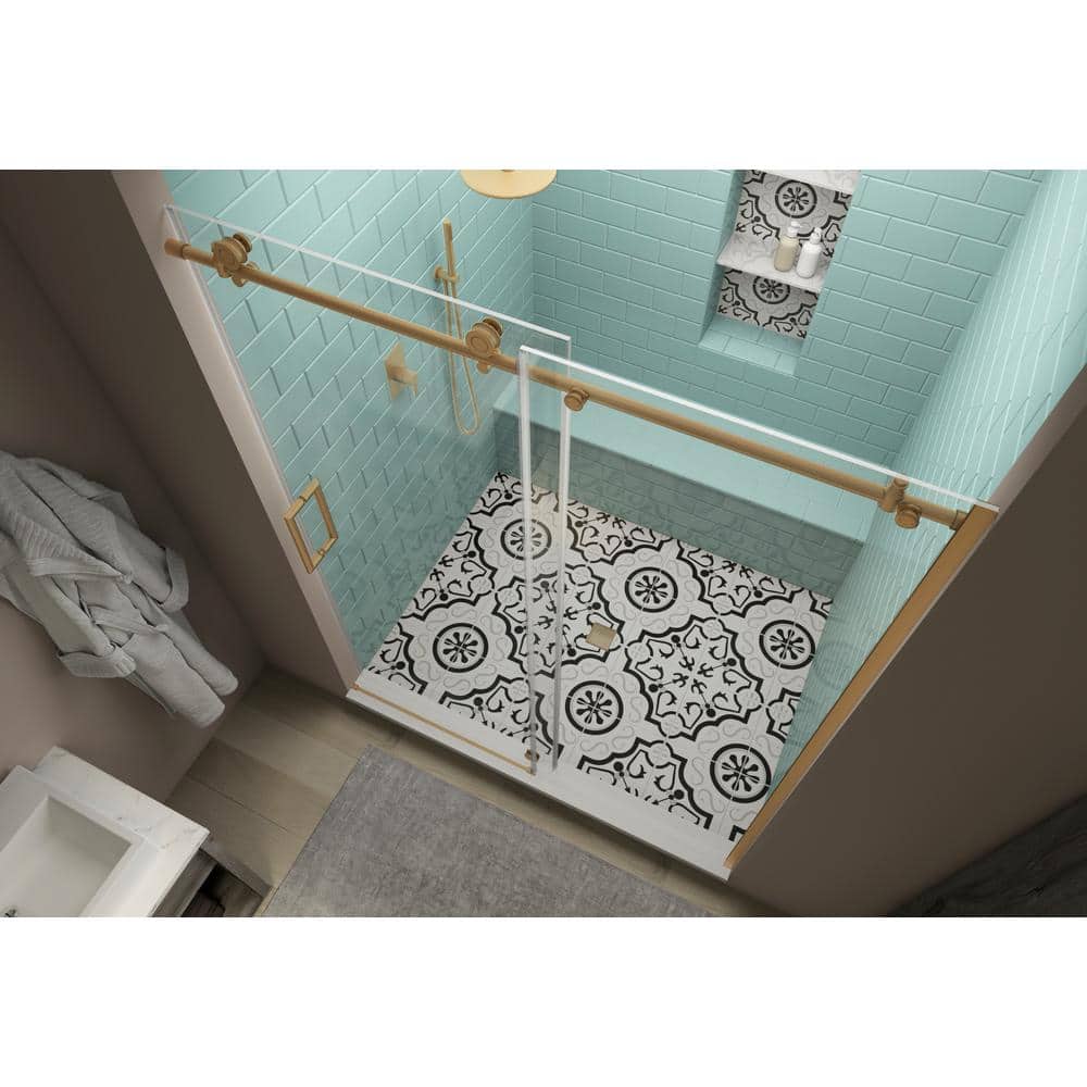 Coraline XL 56" Brushed Gold Frameless Sliding Shower Door