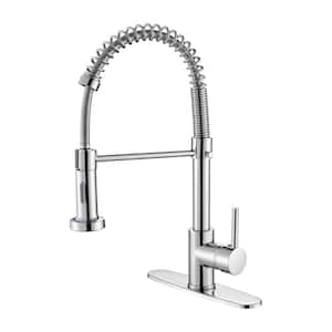 High Arc Single Handle Spring Pull Down Sprayer Kitchen Faucet with 2-Function Sprayer Included in Chrome