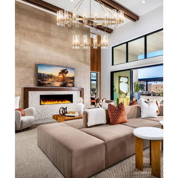 YUYI Modern Chandelier 60 in. 30-Light Gold Wagon Wheel Chandelier