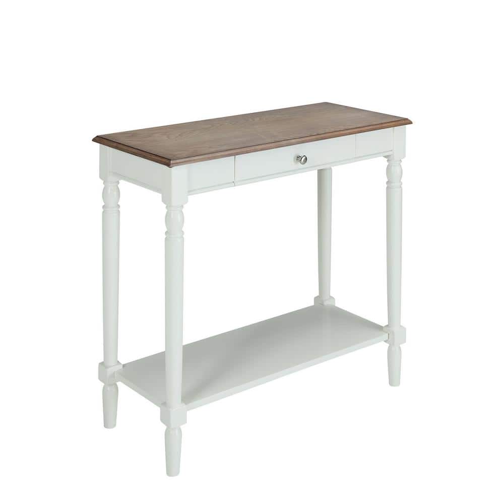 Convenience concepts french country hall table with drawer and shelf Convenience Concepts French Country 32 In Driftwood White Standard Rectangle Wood Console Table With Drawers 6042188dftw The Home Depot