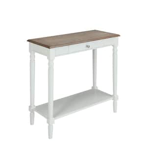 French Country 32 in. Driftwood/White Standard Rectangle Wood Console Table with Drawers