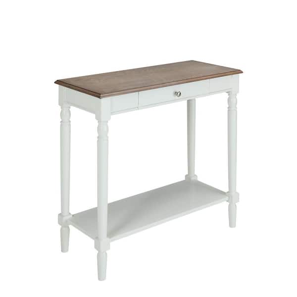 Convenience Concepts French Country 32 in. Driftwood/White Standard Rectangle Wood Console Table with Drawers