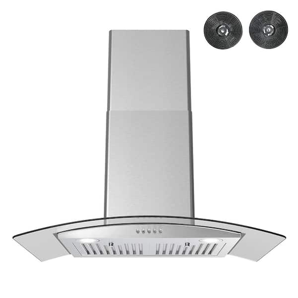 Streamline 30 in. Nolana Ductless Wall Mount Range Hood in Brushed Stainless Steel, Baffle Filters, Push Button Control, LED Light