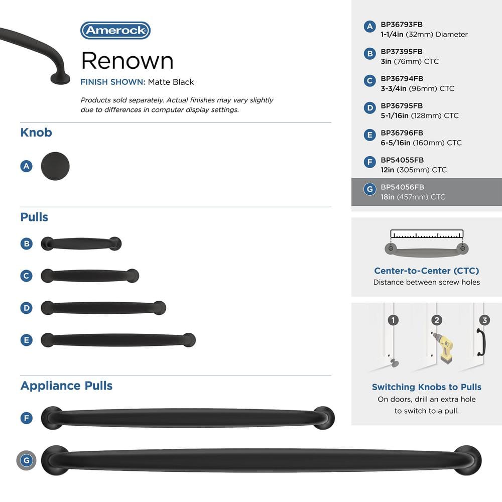 Matte Black 18-Inch Steel Appliance Pull Handle
