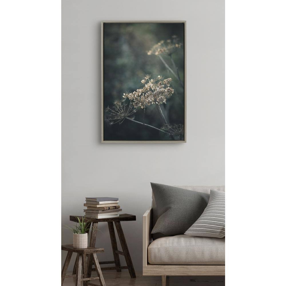 Autumn Plant Close-Up Gray Canvas Print with Polystyrene Frame
