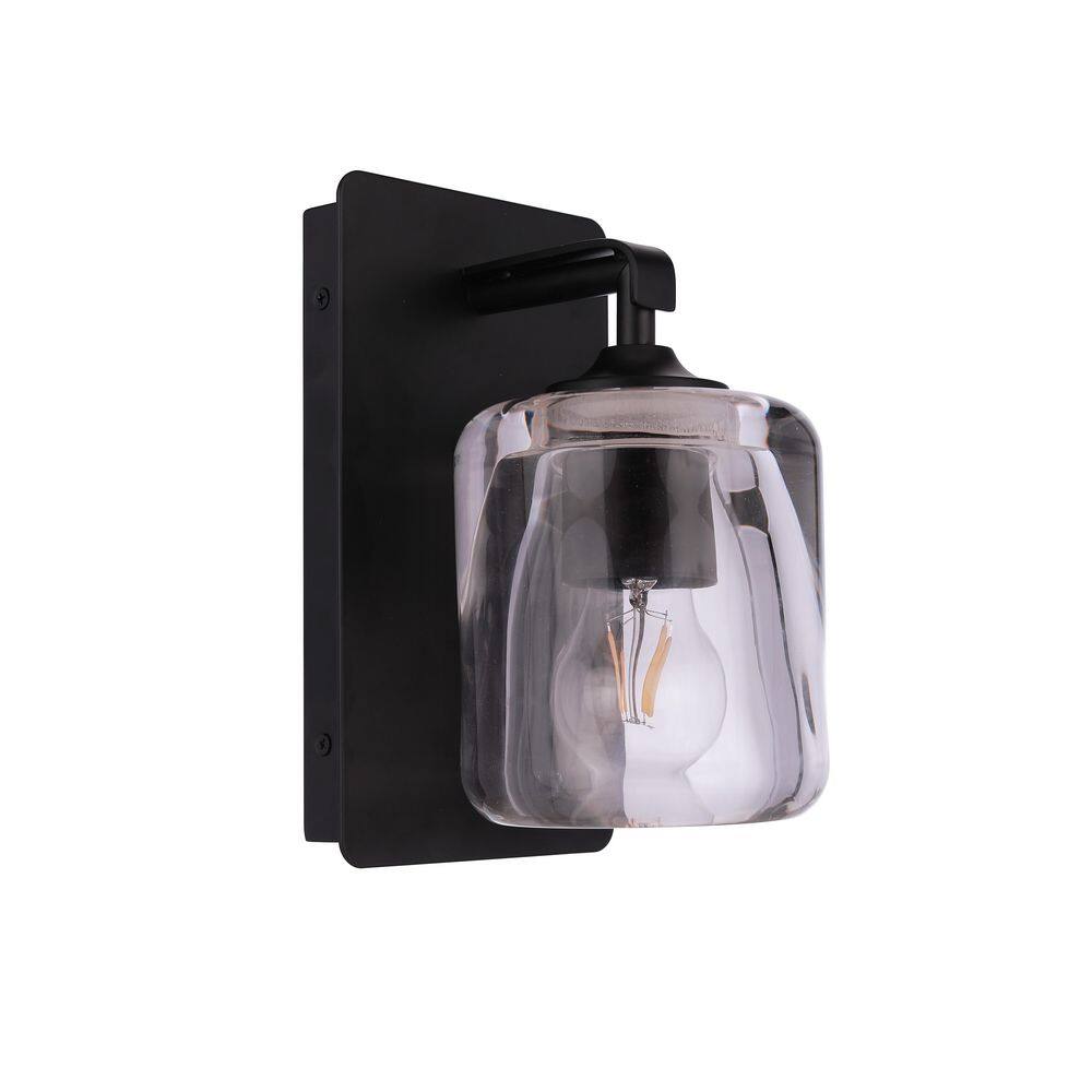 Andie 5 in. 1 Light Flat Black Finish Contemporary Wall Sconce with Clear Glass Shade price history on PriceWatchPro