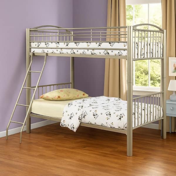 Metallic Gold Twin Adjustable Bunk Bed with Metal Frame