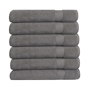 A1HC Hand Towel 500 GSM Duet Technology 100% Cotton Ring Spun Charcoal 16 in. x 28 in. Quick Dry (Set of 6)