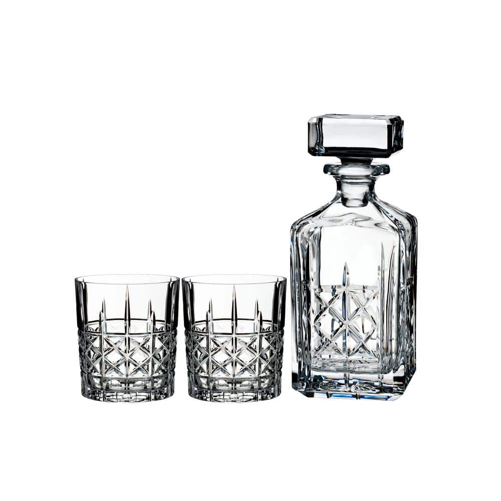 Marquis By Waterford Brady 32 oz. Clear Crystal Decanter and Double  Old-Fashioned Glasses (Set of 3) 40018794 - The Home Depot