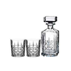 Brady 32 oz. Clear Crystal Decanter and Double Old-Fashioned Glasses (Set of 3)