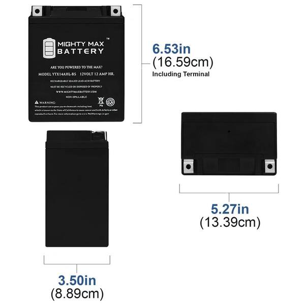 MIGHTY MAX BATTERY YTX14AHL 12V 12Ah Battery Replacement for