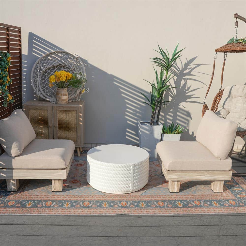 Origin 3-Piece Aluminum Patio Conversation Set with Beige Cushions, 24.25 in. W Round Magnesium Oxide Coffee Table price history on PriceWatchPro