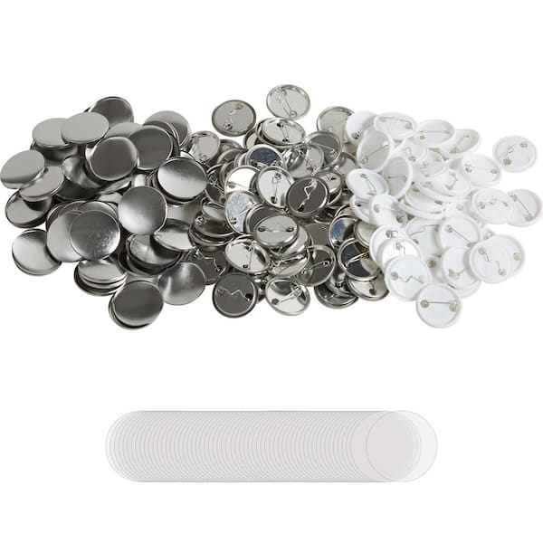 500-Sets 32 mm Pin Back Button Parts for Button Maker, DIY Round Badge Kit, Includes Metal Tops, Plastic/Metal Buttons