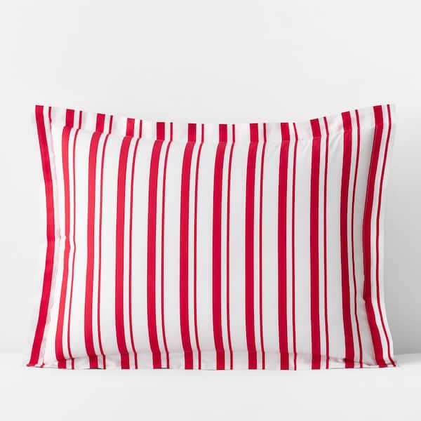 Company Kids by The Company Store Company Kids Stripe Red Organic Cotton Percale Standard Sham