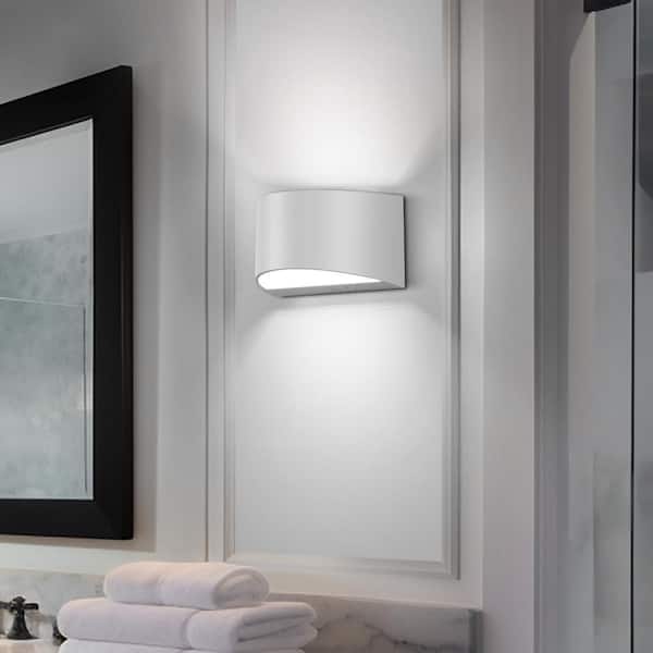 Briignite 8 in. 1-Light White Lantern Wall Sconce for Bedrooms and Hallways (2-Pack)