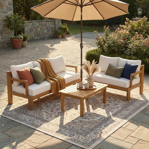 canvas for patio umbrellas Galtech 232 9' 2-Pulley Lift Dark Wood Umbrella, Canvas Sand
