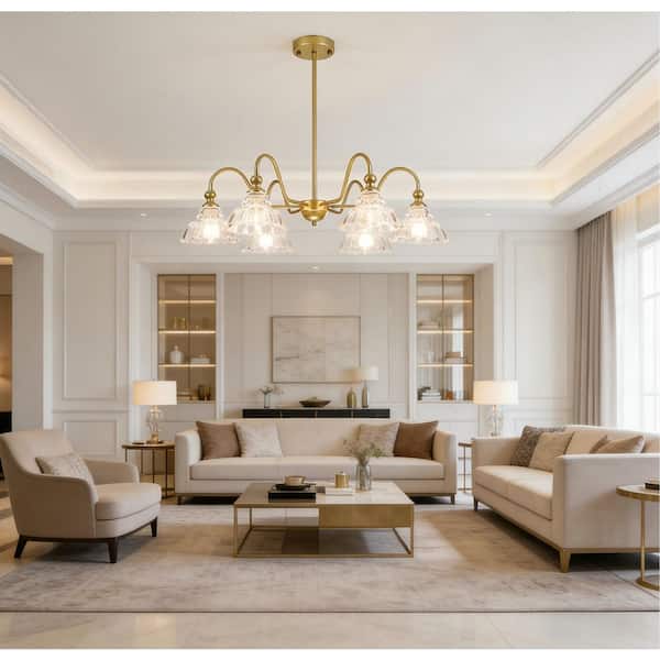 chandelier シェルフ Emeritpro 6-Light Gold Chandelier with Crystal Shade, E12 Base for